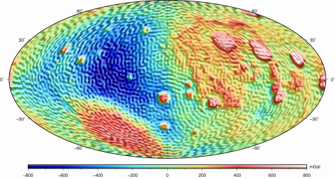 Grid data for Bouguer gravity anomaly calculated from SGM100h model (Hammer projection, with scale)