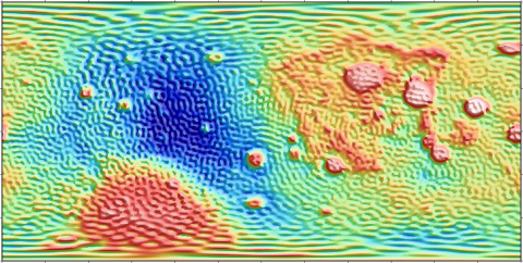 Grid data for Bouguer gravity anomaly calculated from SGM100h model (Equirectangular projection, without scale)