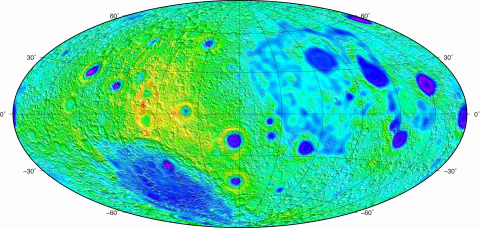 地殻厚グリッドデータ （ハンメル図法、スケールなし）