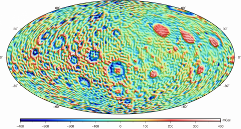 Grid data for free-air gravity anomaly calculated from SGM100h model (Hammer projection, with scale)