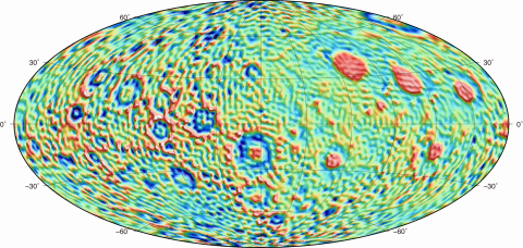 Grid data for free-air gravity anomaly calculated from SGM100h model (Hammer projection, without scale)