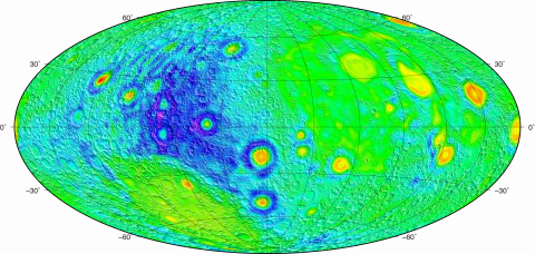 Moho topographic grid data (Hammer projection, without scale)