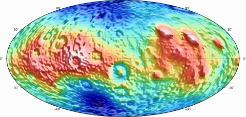 Grid data for selenoid calculated from SGM100h model (Hammer projection, without scale)