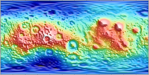 Grid data for selenoid calculated from SGM100h model (Equirectangular projection, without scale)