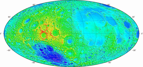 Lunar topographic grid data (Hammer projection, without scale)