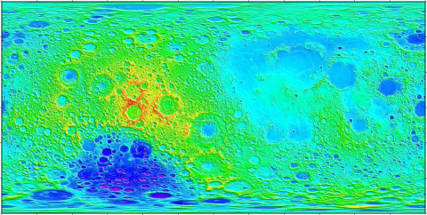 Lunar topographic grid data (Equirectangular projection, without scale)