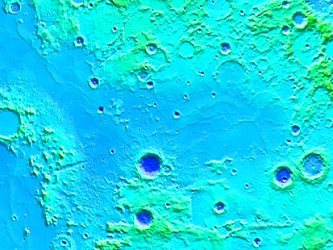 The terrain around the opposite side of the lowest position